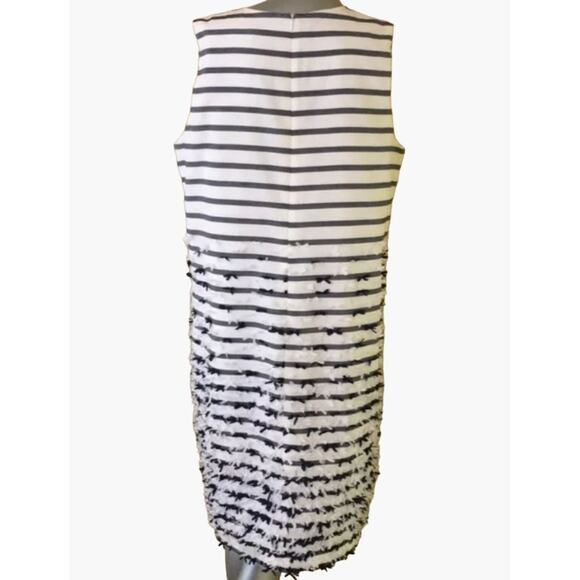 J. McLaughlin Jane Dress Women's Size 10 White Navy Striped Bows at Bottom Sleev - Picture 14 of 16